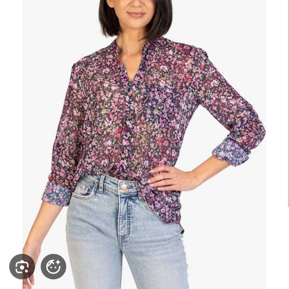 Kut from the Kloth Floral Blouse - Pink and Purple